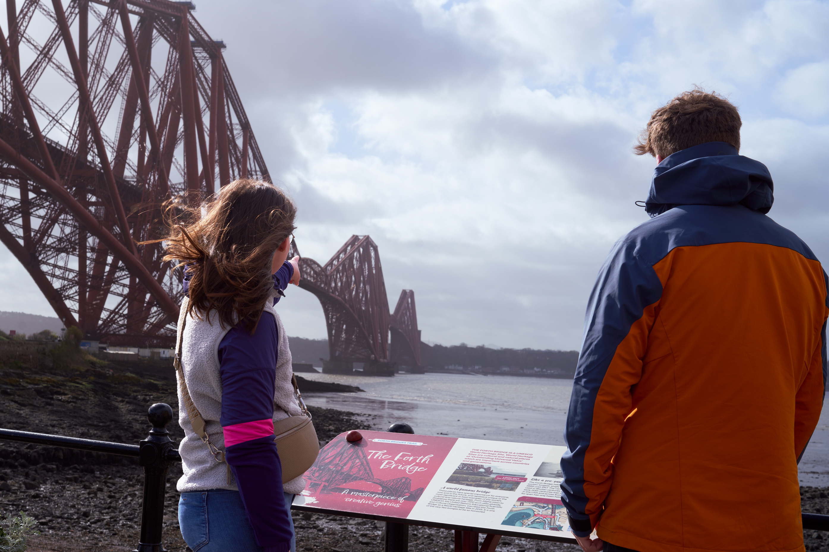 isitors on the Forth Bridges Trail in North Queensferry