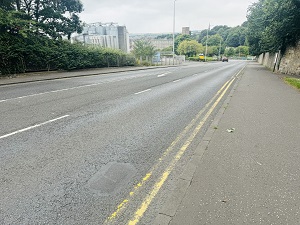 View of the A921 which is to be resurfaced