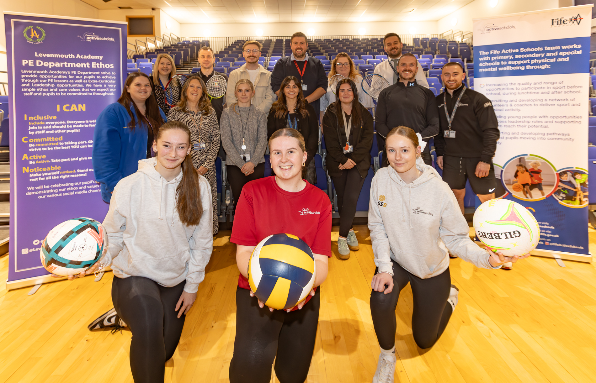 Pupil Ambassadors and staff from Levenmouth Education Service and Active Schools 