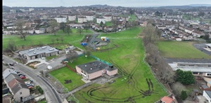 Aerial view of where the new Templehall Community Hub will be built