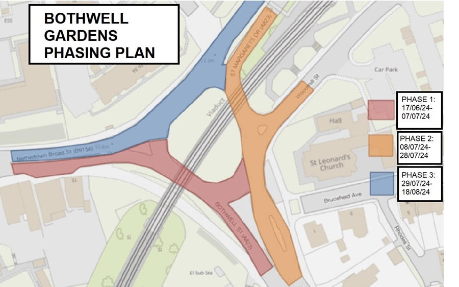 Bothwell Gardens roadworks phasing plan