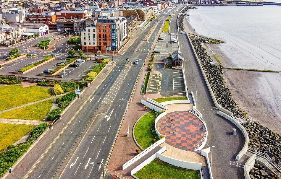 Aerial view of Kirkcaldy prom