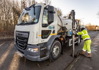 one of the council's new gulley tankers in action