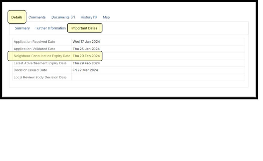 Example of neighbour consultation expiry date