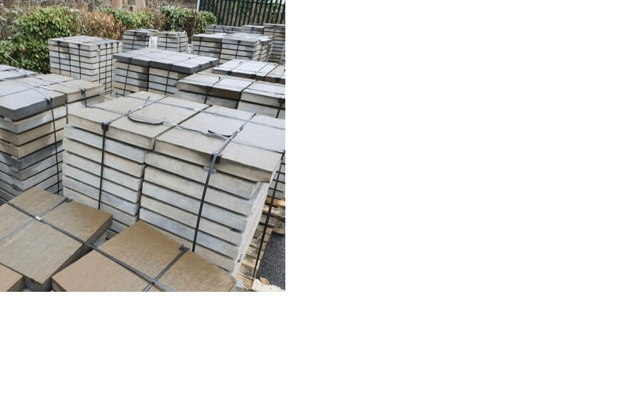 Some of the paving stacked, ready for use in Inverkeithing